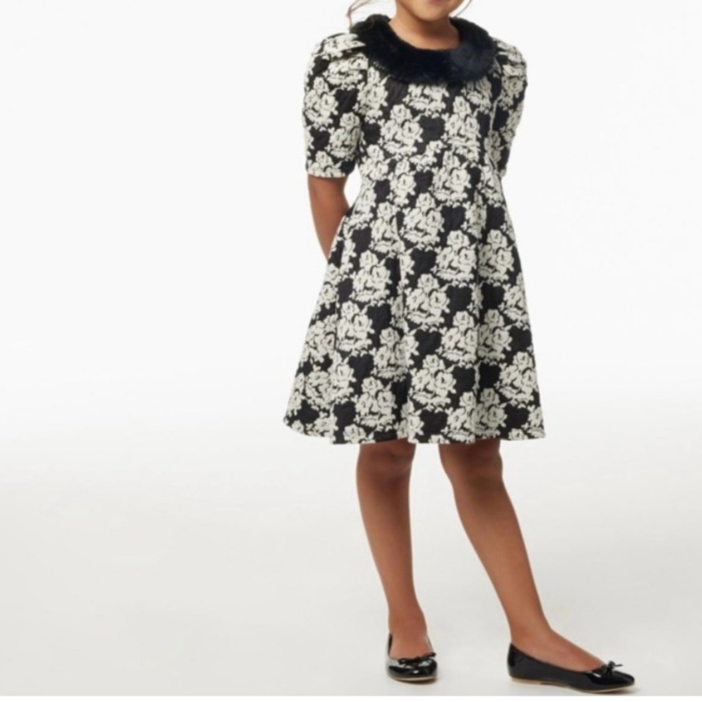 Janie and Jack faux fur collar floral dress